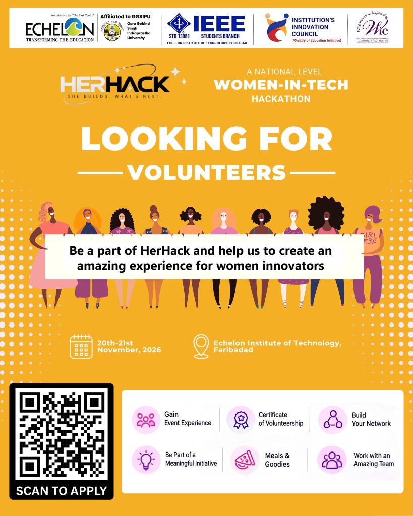 HERHACK 2026 VOLUNTEER REGISTRATION OPENEchelon Institute of Technology invites enthusiastic a 819x1024